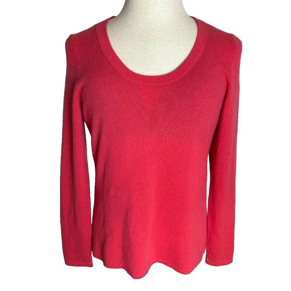 Madison 100% Cashmere Women's Sweater, Sz L, Red, Round/Scoop Neck, Long Sleeves